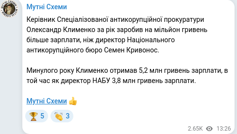 Telegram publication screenshot