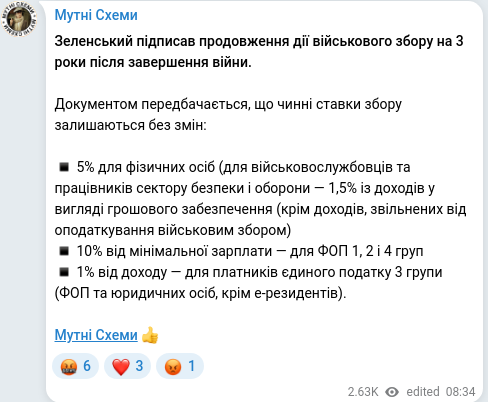 Telegram publication screenshot