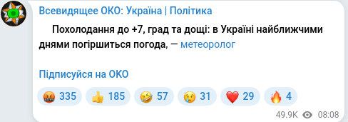 Telegram publication screenshot