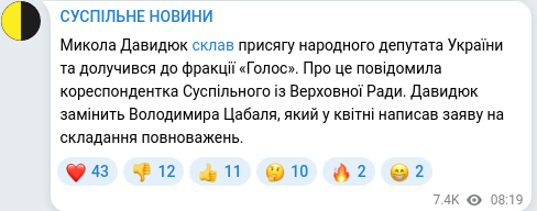 Скріншот Telegram-публікації