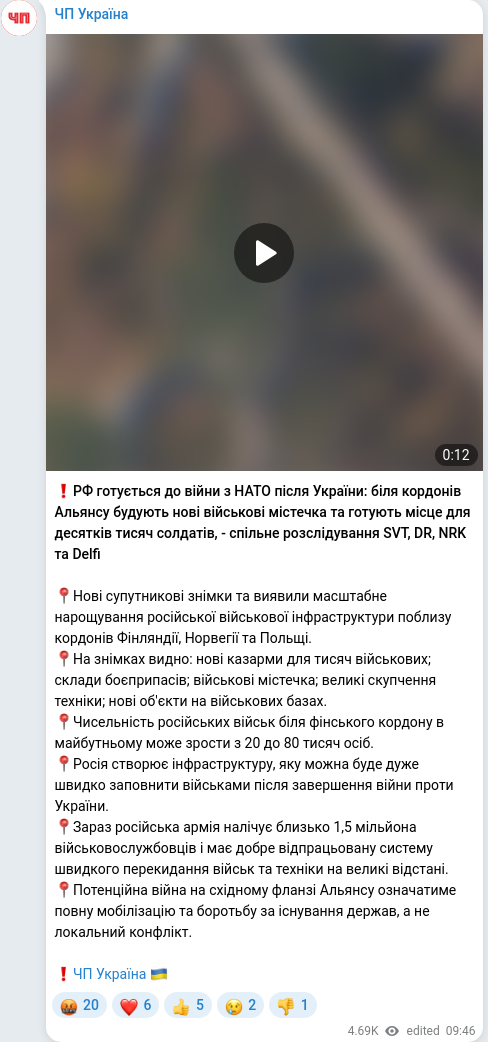 Telegram publication screenshot
