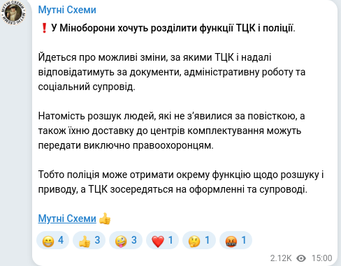 Telegram publication screenshot