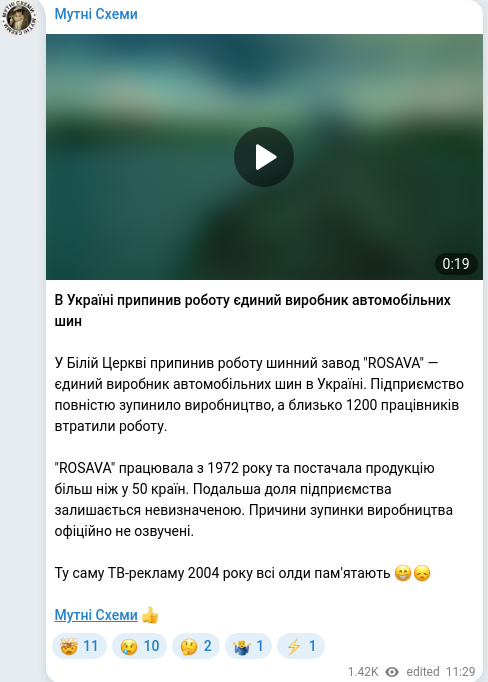 Telegram publication screenshot