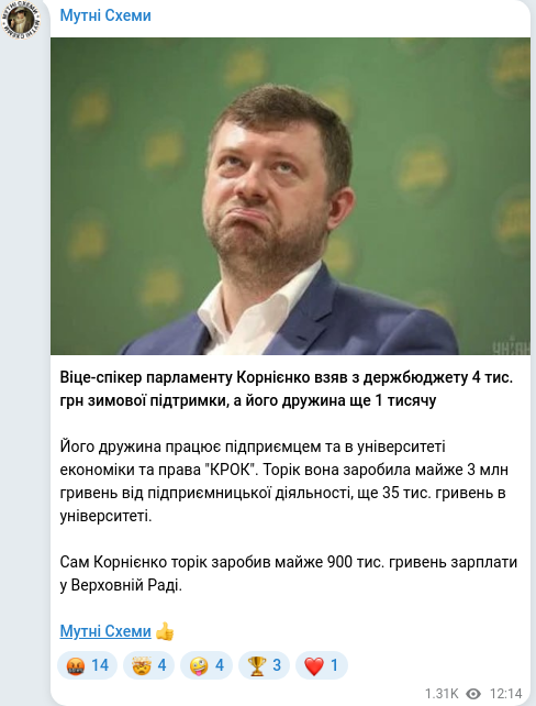 Telegram publication screenshot