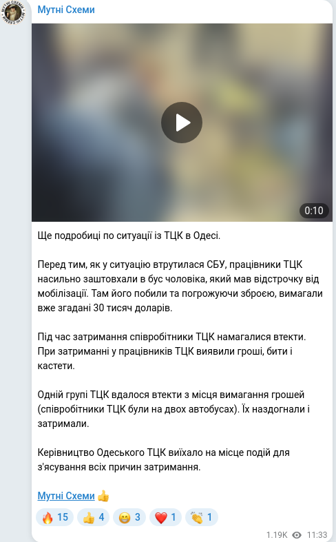 Telegram publication screenshot