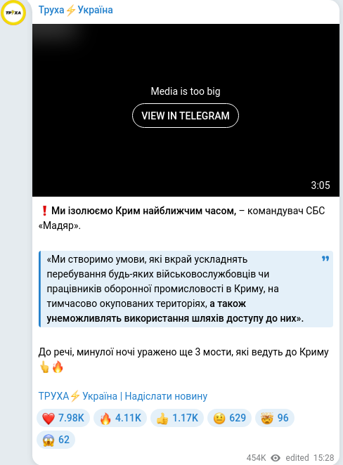 Telegram publication screenshot
