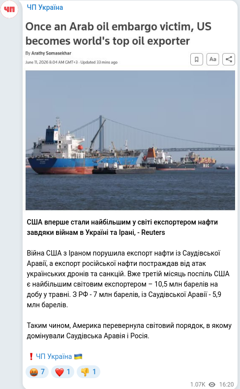 Telegram publication screenshot