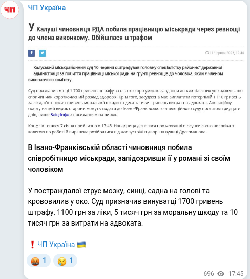 Telegram publication screenshot