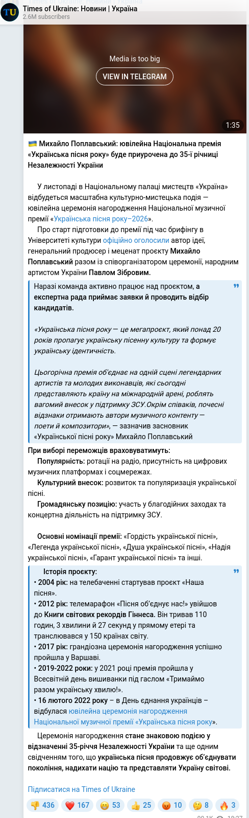 Telegram publication screenshot