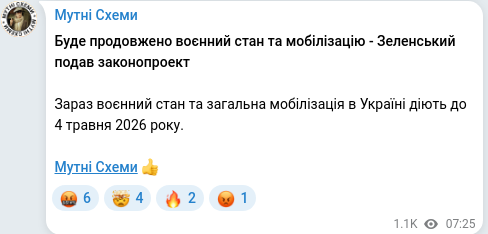 Telegram publication screenshot