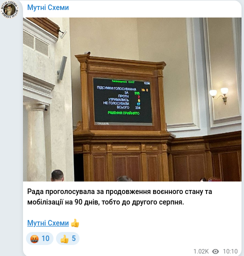 Telegram publication screenshot