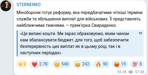Telegram publication screenshot