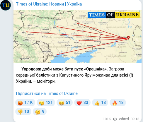 Скріншот Telegram-публікації