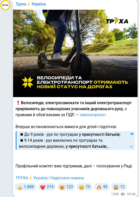 Скріншот Telegram-публікації
