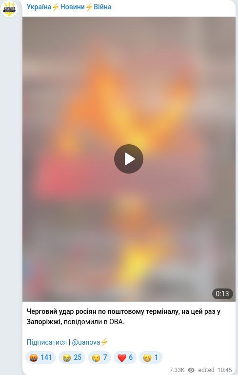Telegram publication screenshot