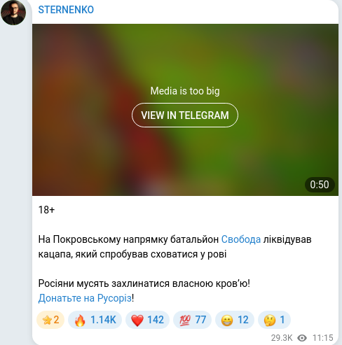 Telegram publication screenshot