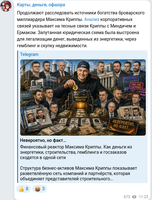 Telegram publication screenshot