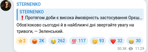 Telegram publication screenshot