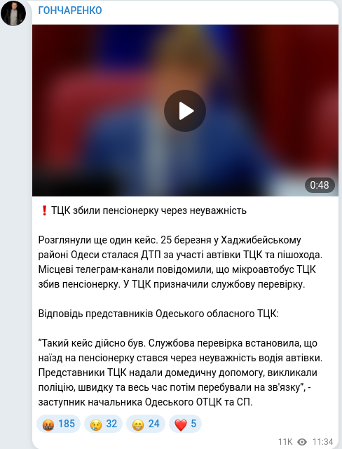 Telegram publication screenshot