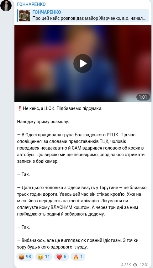 Telegram publication screenshot