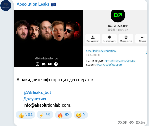 Telegram publication screenshot