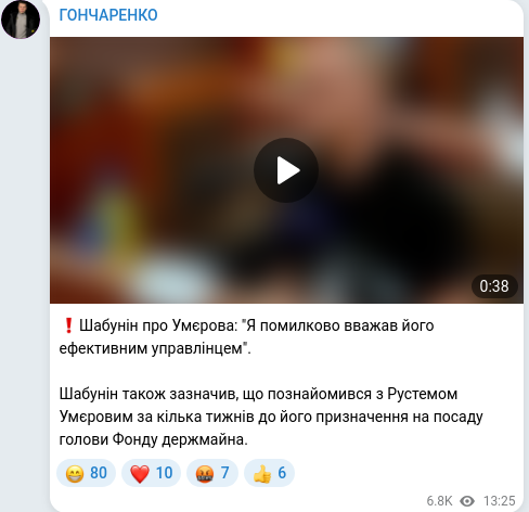 Telegram publication screenshot
