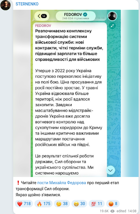 Telegram publication screenshot