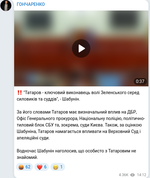 Telegram publication screenshot