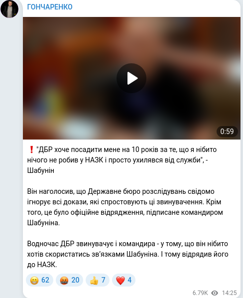 Telegram publication screenshot