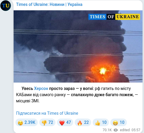 Telegram publication screenshot