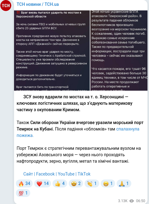 Telegram publication screenshot