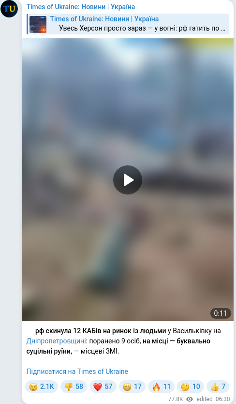 Telegram publication screenshot