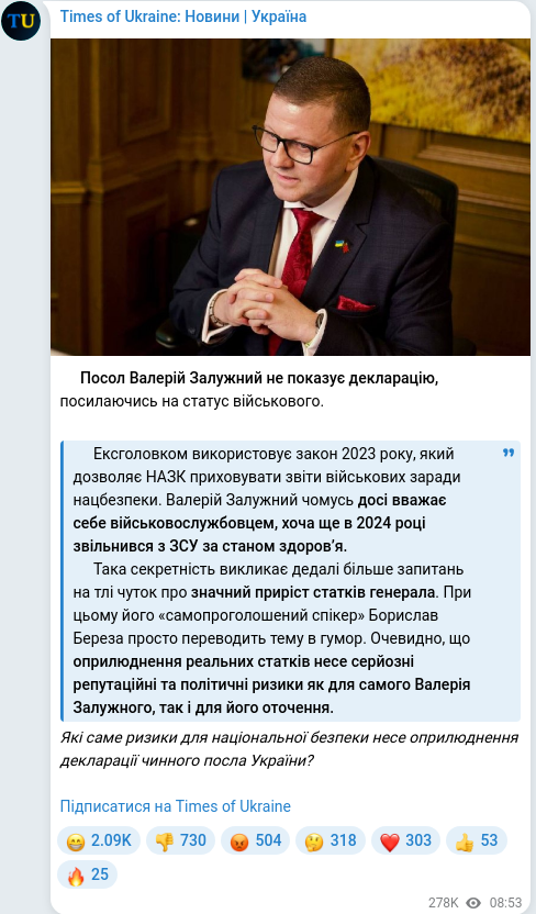 Telegram publication screenshot