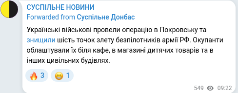 Telegram publication screenshot