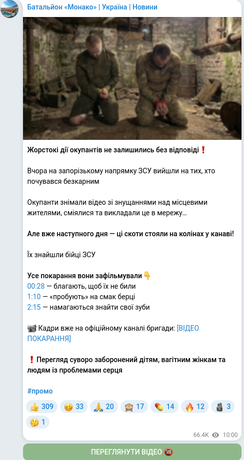 Telegram publication screenshot