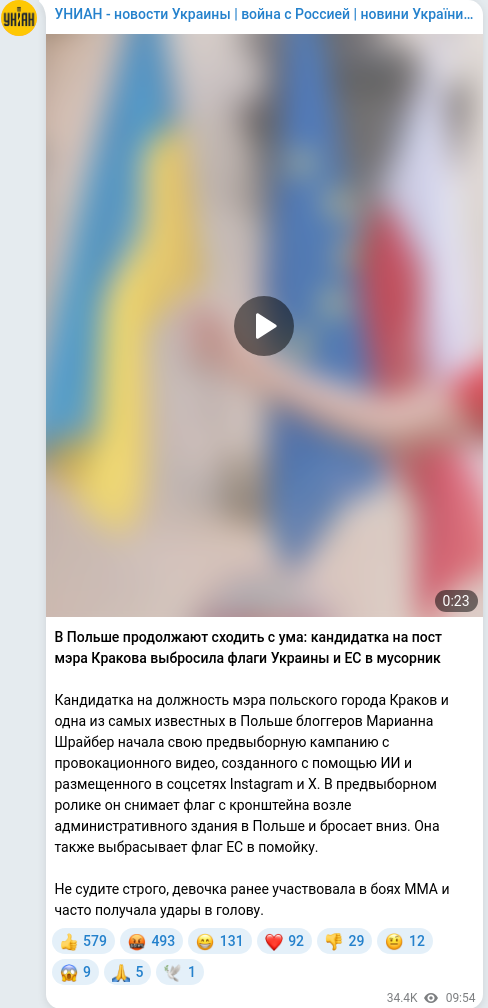 Telegram publication screenshot