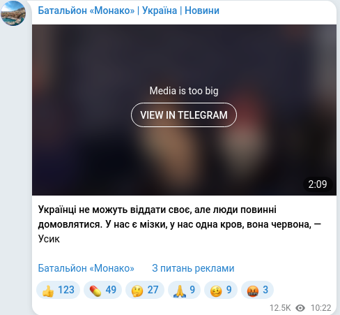 Telegram publication screenshot