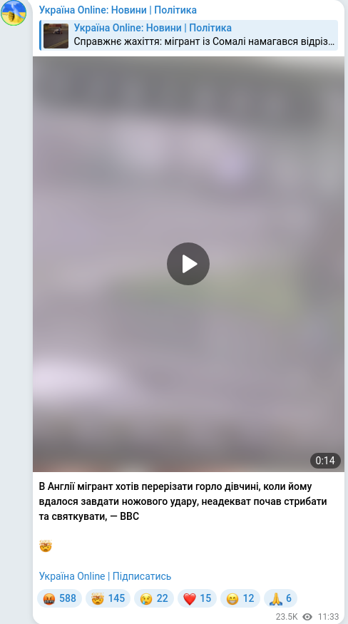 Скріншот Telegram-публікації