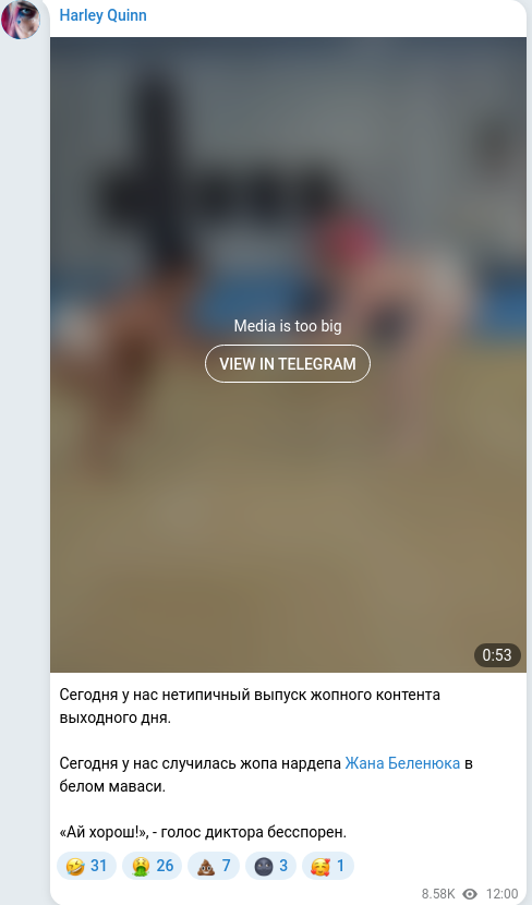 Telegram publication screenshot