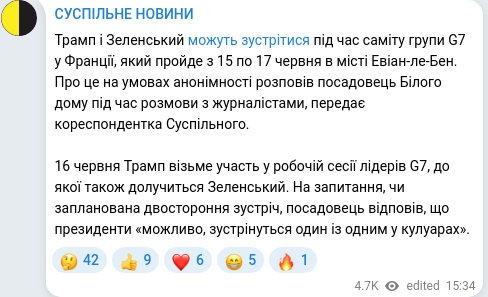 Telegram publication screenshot