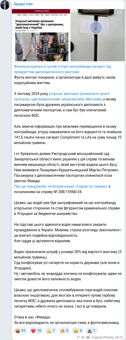 Telegram publication screenshot
