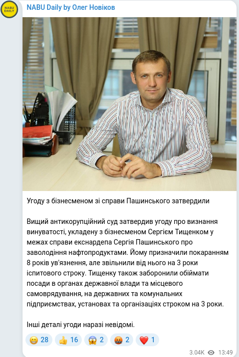 Telegram publication screenshot