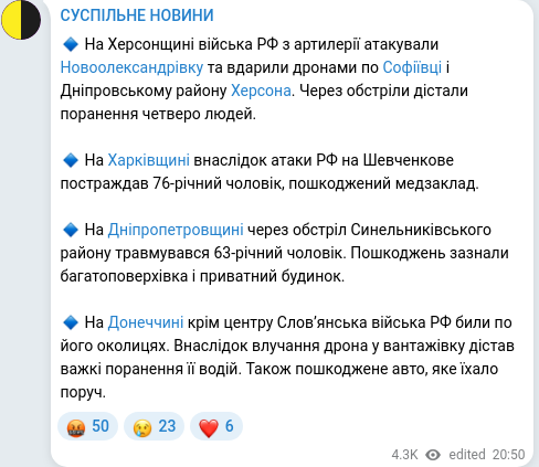 Telegram publication screenshot