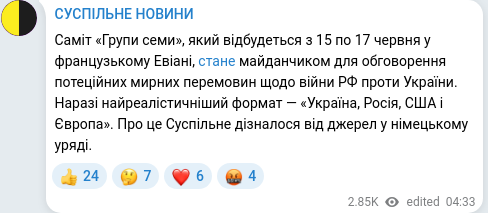 Telegram publication screenshot