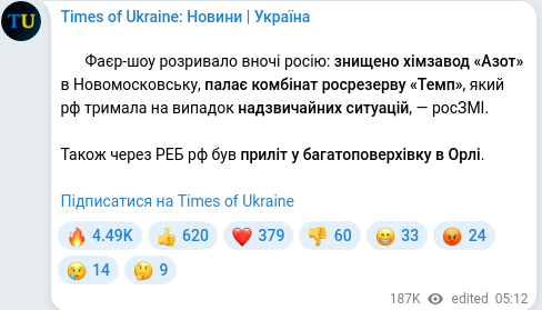 Telegram publication screenshot