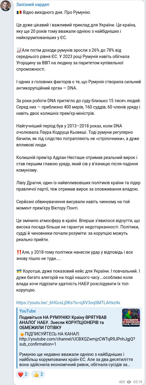 Telegram publication screenshot