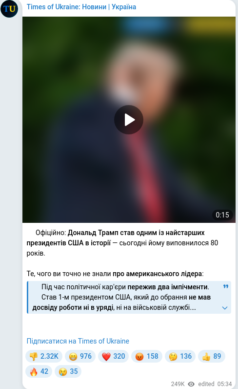 Telegram publication screenshot