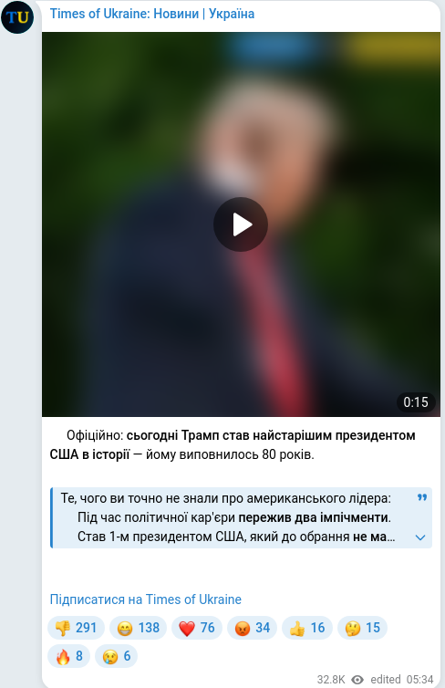 Telegram publication screenshot