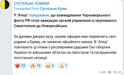 Telegram publication screenshot