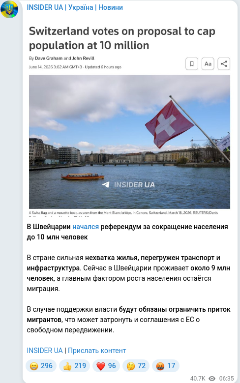 Telegram publication screenshot